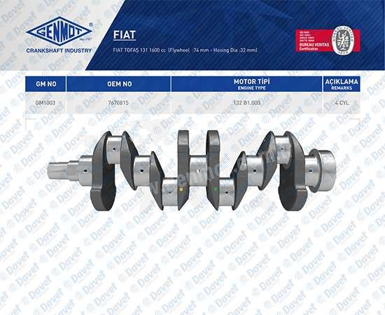 GENMOT GM1003 Krank Mili Fiat M131 1.6